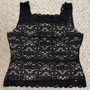 Elegant Black Stretch Lace Women's Top